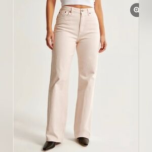 Abercrombie & Fitch The 90s Relaxed Jean High Rise Curve Love Pale Pink 34 (18)